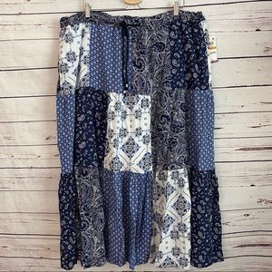 NWT Style & Co. Blue Bandana Print Maxi Skirt Sz3X